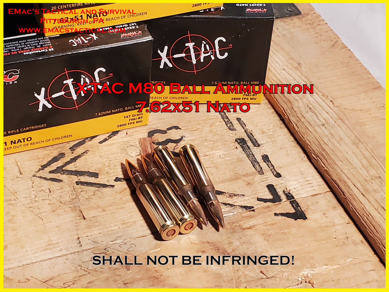 7.62x51 Nato | 308 M80 Ball PMC X-Tac Ammunition - 200x Rounds