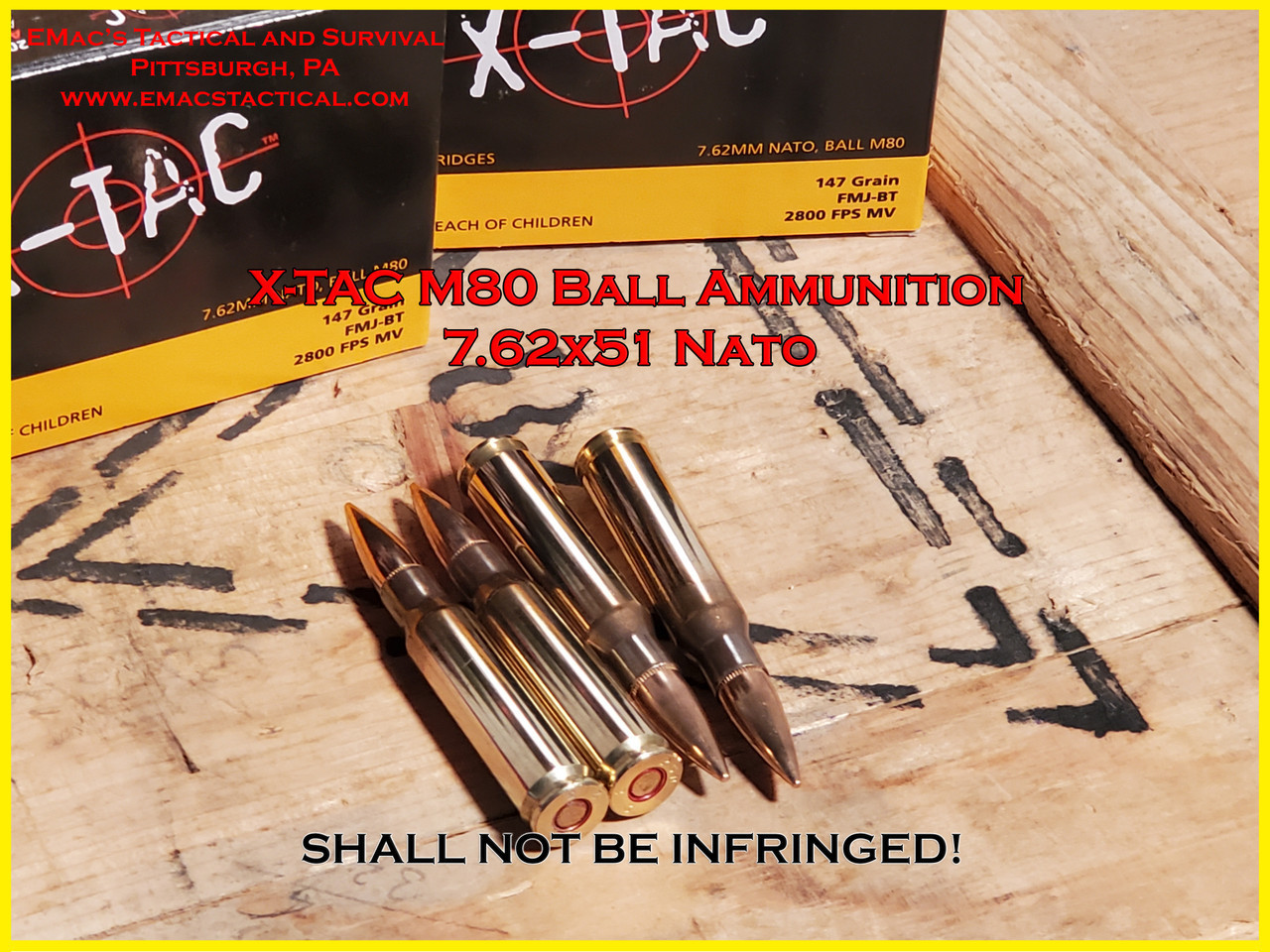 7.62x51 Nato | 308 M80 Ball PMC X-Tac Ammunition - 500x Rounds