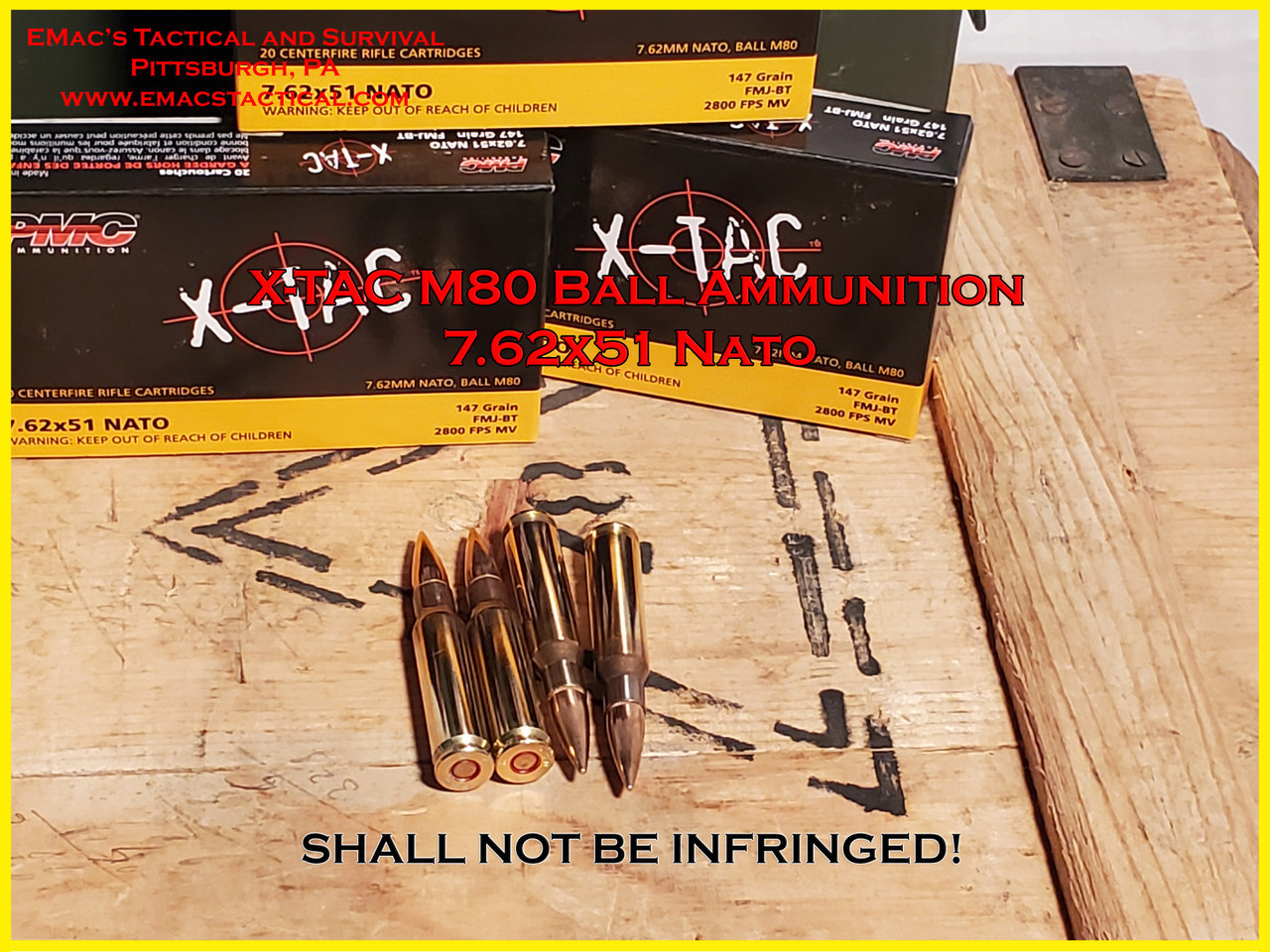 7.62x51 Nato | 308 M80 Ball PMC X-Tac Ammunition - 500x Rounds