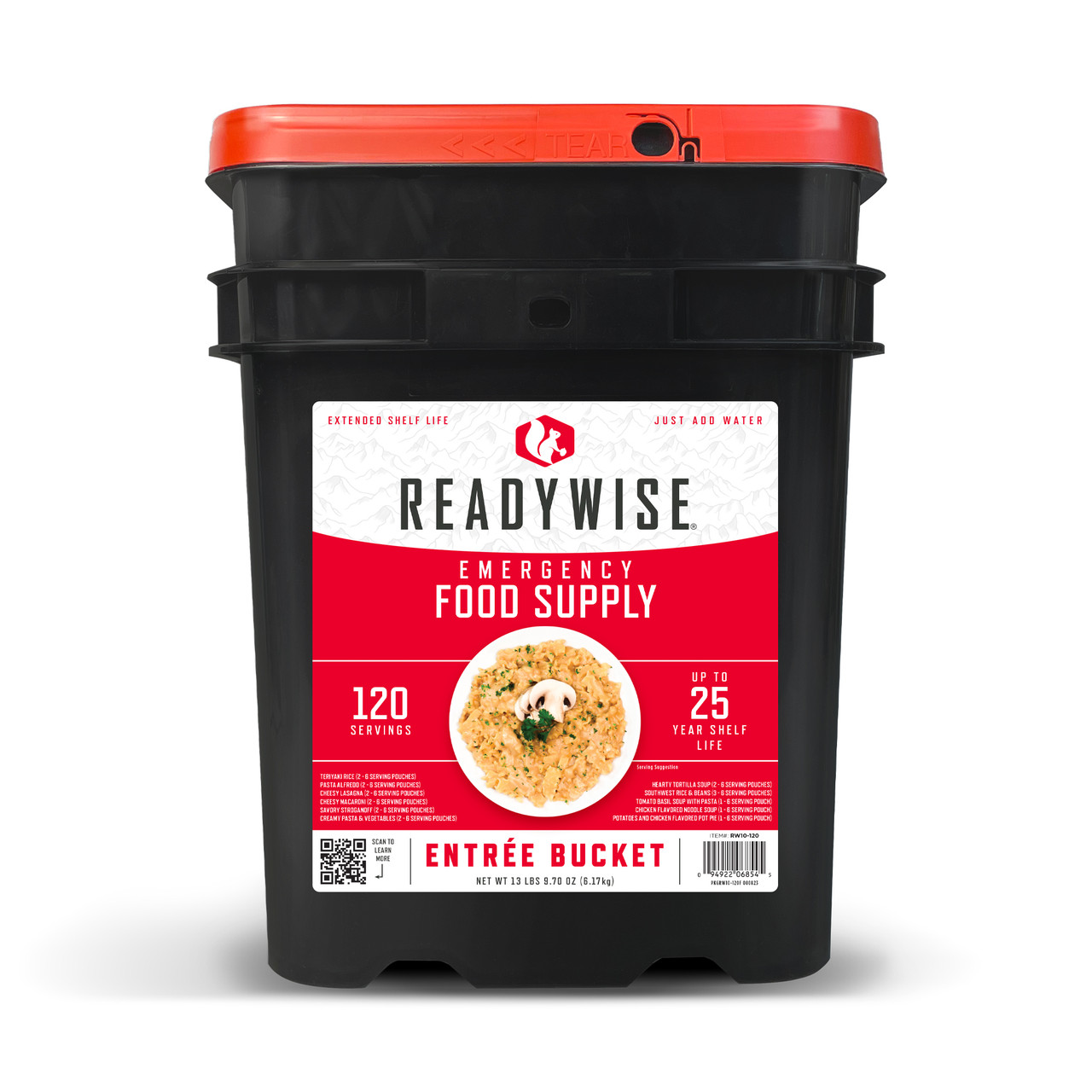 ReadyWise 120 Serving Entree Grab & Go Bucket, Wise Food Storage