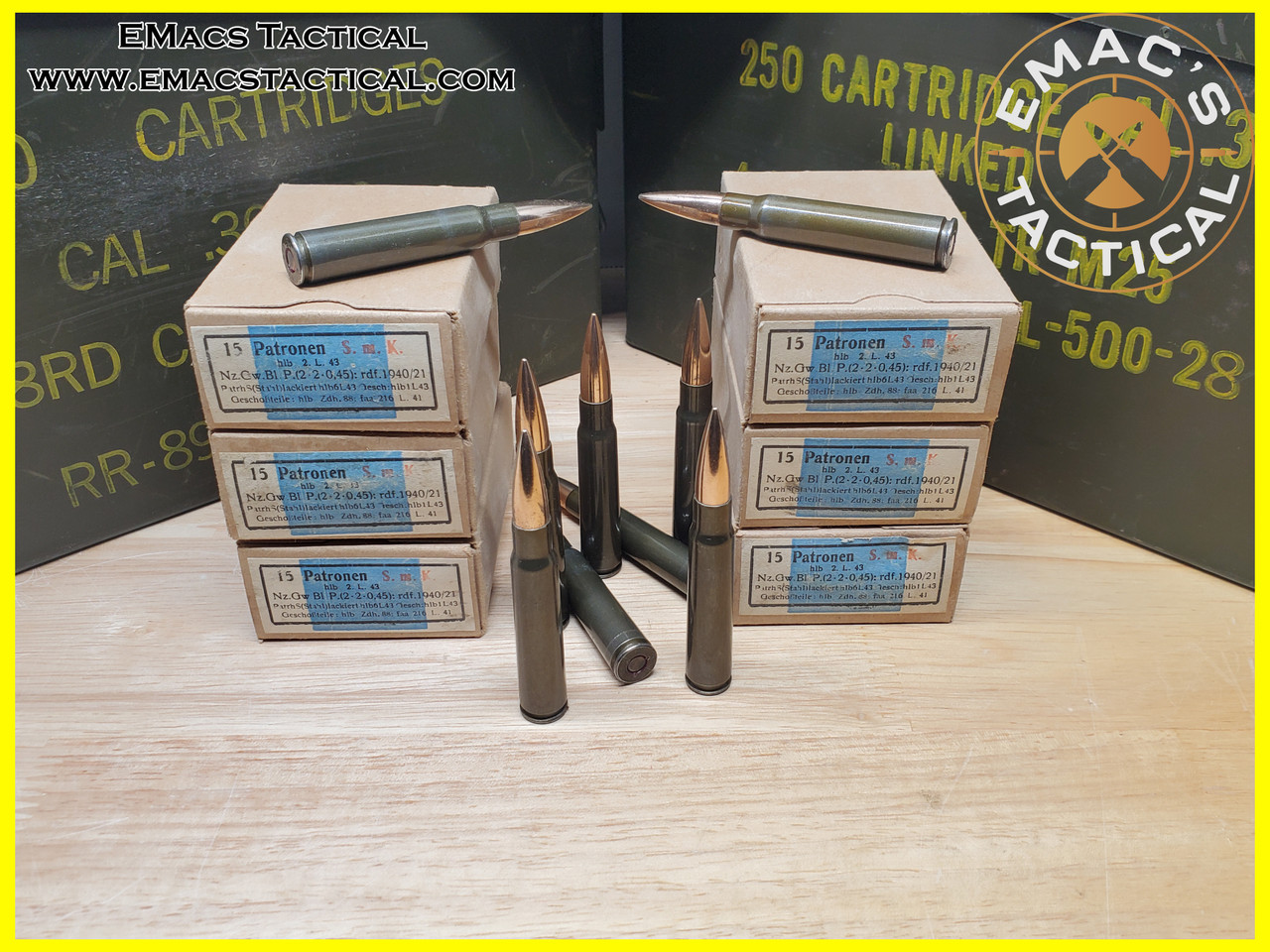 8mm AP [Armor Piercing] Ammunition Nazi Era 15 Cartridges - EMac's