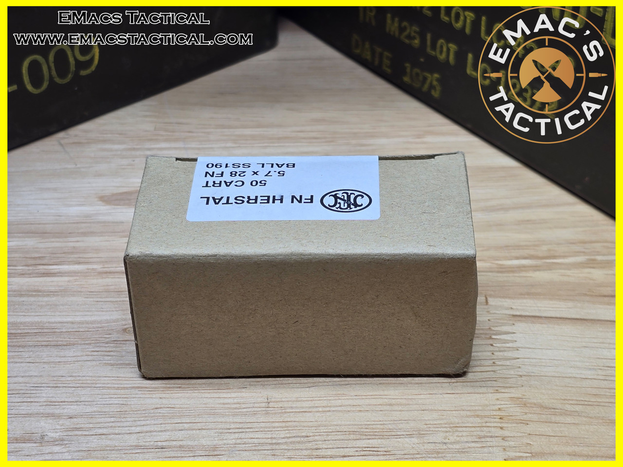 SS190 Black Tip Armor Piercing Ammunition FN Herstal Brown Box[50x