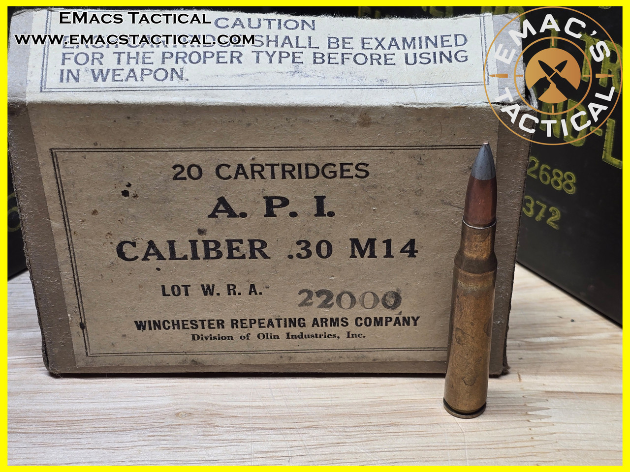 30-06 API M14 WRA Completed Box of 20x Cartridges