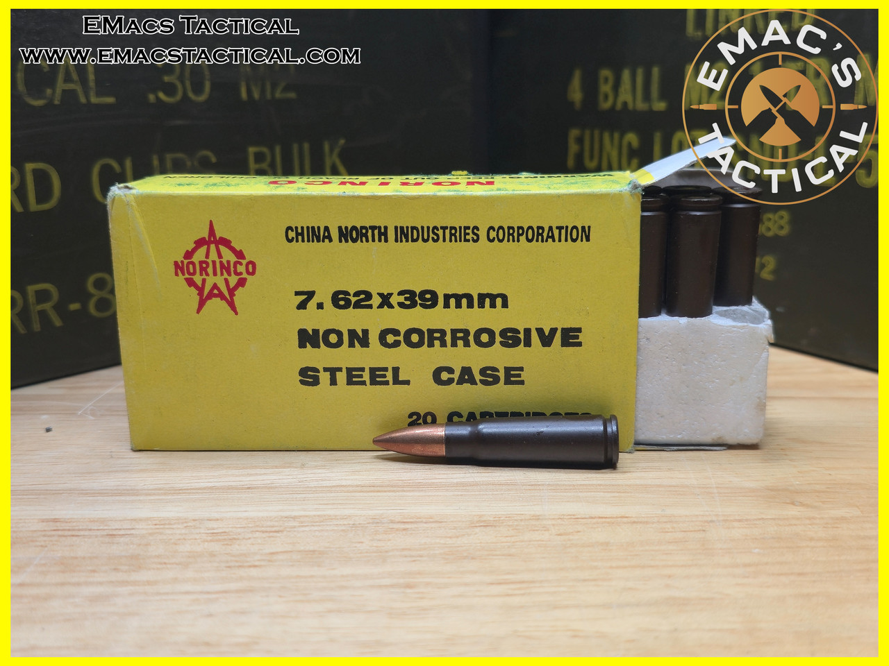 Steel Core 7.62x39 Norinco Copper Washed Steel Case Box - EMac's