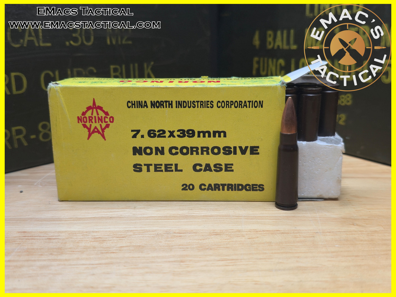 Norinco 7.62x39 Steel Core FMJ Ammo - Copper Washed Steel Case Box