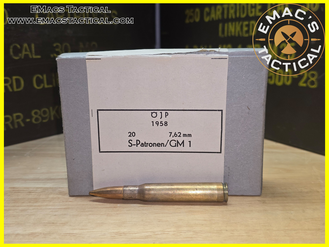 1958 Austrian ÖJP .30-06 Surplus Ammo Box – 20 Rounds - EMac's