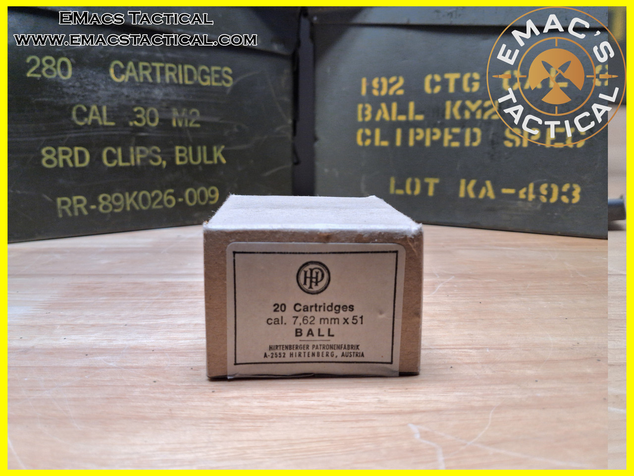 7.62x51 NATO Ball Hirtenberger Ammo - 20 Round Box Austrian Surplus