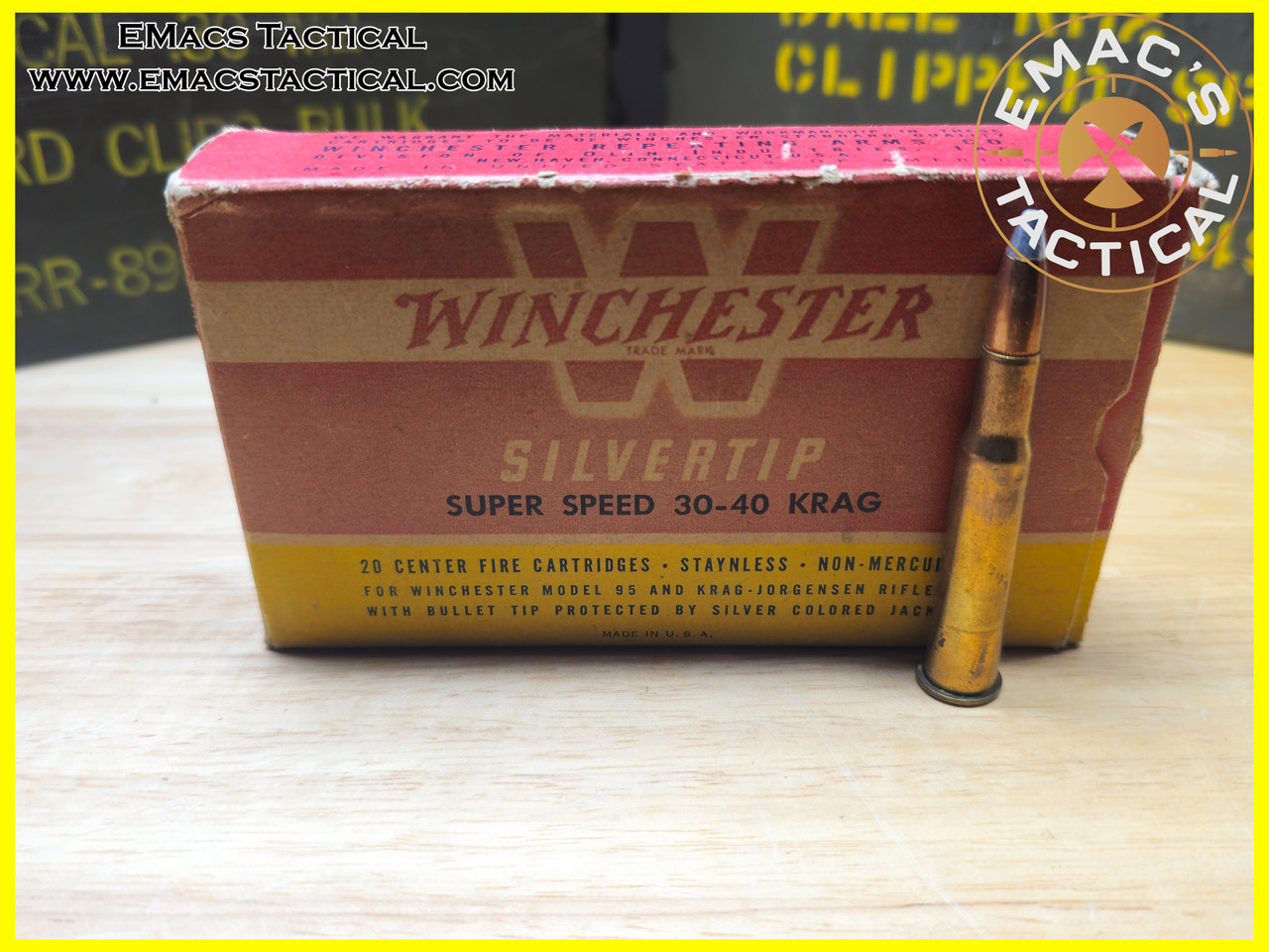 30-40 Krag Winchester Silvertip 180 Grain Expanding Ammo - Vintage Box