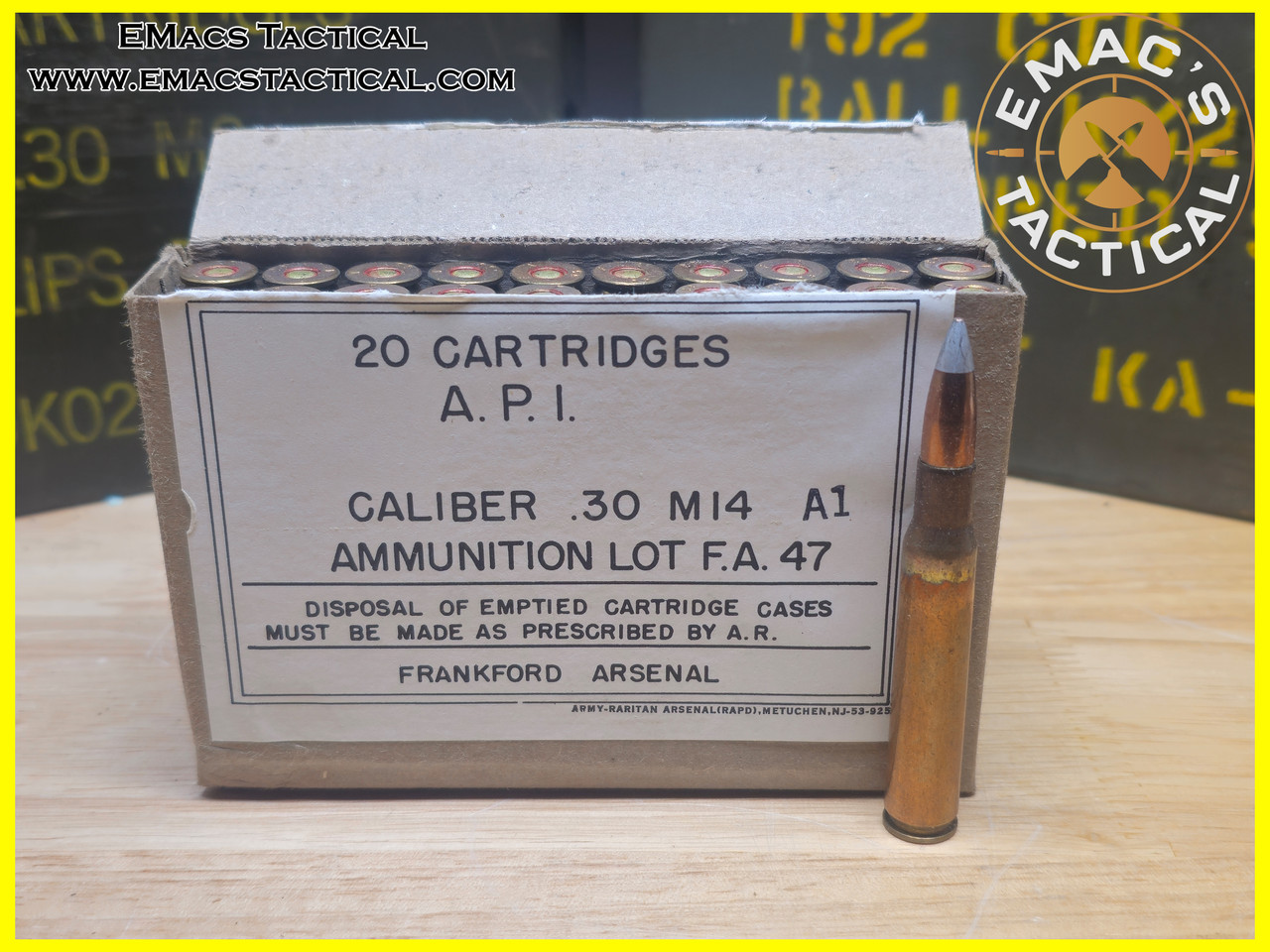30-06 .30 M14 A1 API Ammo - 20 Round Box