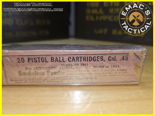 .45 ACP Pistol Ball M1911 Ammo WWI Army Lot 77 of 1918