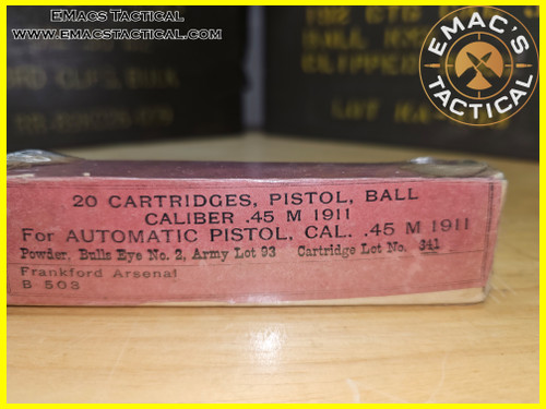 .45 ACP Pistol Ball Frankford Arsenal M1911 Lot 341