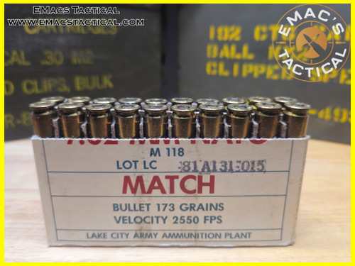 7.62mm NATO M118 Match 173 Grain 20 Round Box