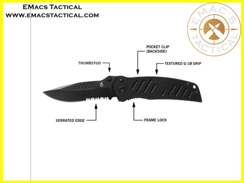 Gerber Swagger Folding Knife – Black Partially Serrated Drop Point
