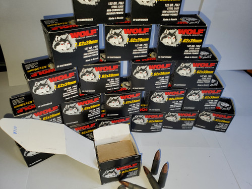 7.62x39 Ammo 124gr FMJ Wolf WPA Military Classic 500 Rounds