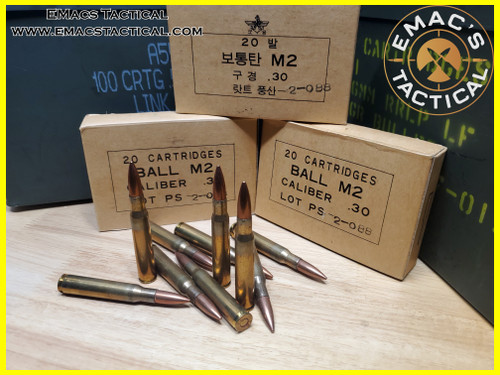 30-06 M2 Ball Military Surplus Korean M1 Garand Ammo Box