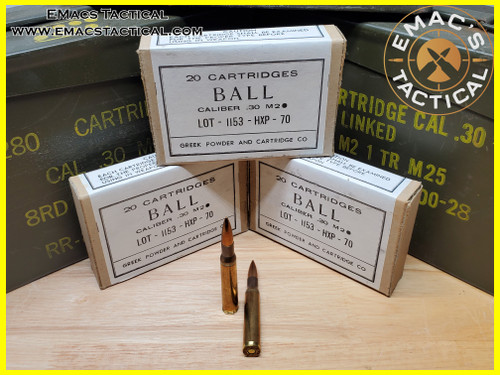 HXP 30-06 .30cal M2 Ball - New Boxed Greek HXP 30-06 .30cal M2 Ball - New Boxed Greek
