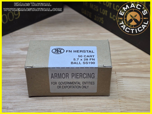SS190 Armor Piercing Ammunition FN Herstal Brown Box - EMac's