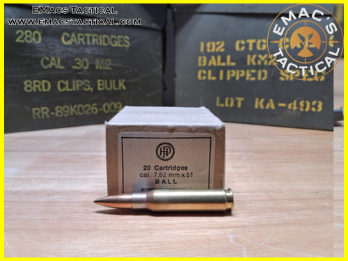 7.62x51 NATO Ball Hirtenberger Ammo - 20 Round Box Austrian Surplus