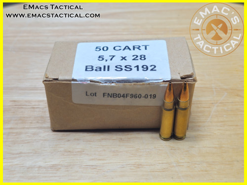 5.7x28mm FN SS192 Ball Ammo – 50 Round Box Military Surplus