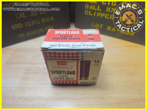 16 Gauge Shot Shotgun Shells Sears Sportload  – 25 Round Box