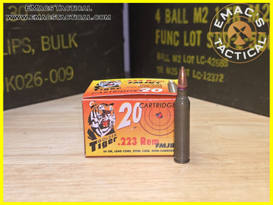 Golden Tiger .223 Remington 56gr FMJBT Steel Case Ammo – 20 Rounds