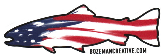 Aftershock American Flag Trout Fishing Decal – Vinyl Sticker – USA Alaska Coho
