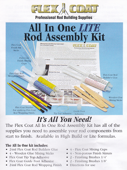 Flex Coat All In One Rod Assembly Kits have all the supplies you need to assemble your rod from start to finish.
Flex Coat Lite Formula