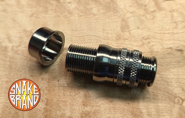 Snake Brand Black Nickel Uplocking .640OD Reel Seat Skeleton w/End Plug Snake Brand Black Nickel Uplocking .640OD Reel Seat Skeleton w/End Plug