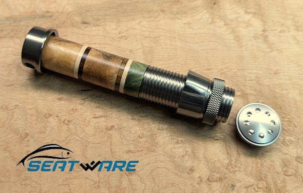 'SeatWare' Anodized Gunsmoke Reel Seat with Hardwood Bands Insert Model-SW14