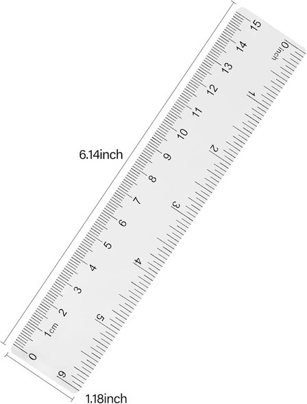 6" Clear Ruler Inch & Centimeter Scale