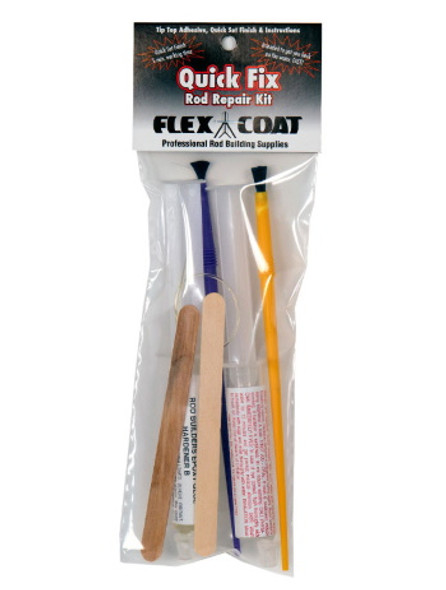 If you're in a hurry to repair your rod and want to get back on the water fast, this kit uses Flex Coat's Five Minute Epoxy to finish your guides.
Flex Coat quick fix rod repair kit