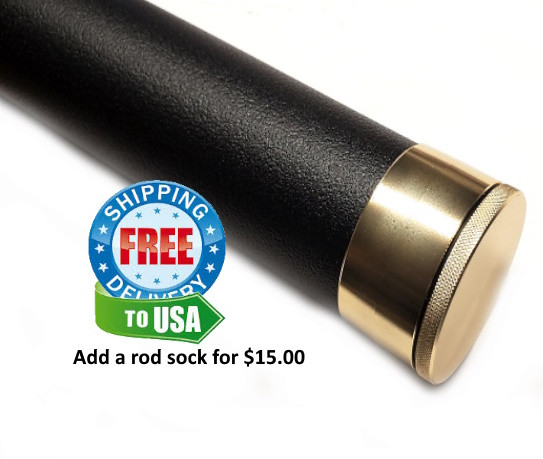 2-1/2"D Saltwater Fly Rod Case Black Finish for 4pc Rods