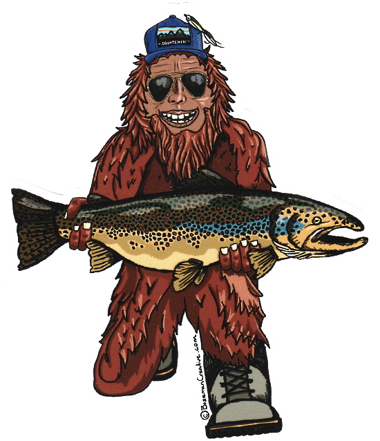 Trout Huntin' Squatch Sticker - Custom Fly Rod Crafters