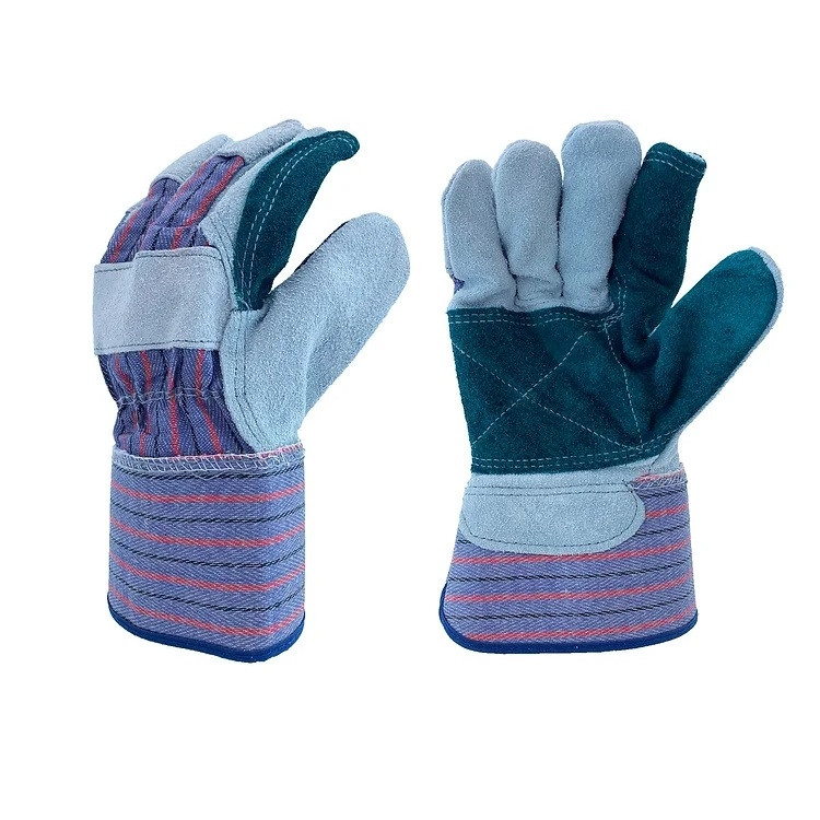 Green Double Leather Palm Gloves (Large) - Fisher's Tools & Handles