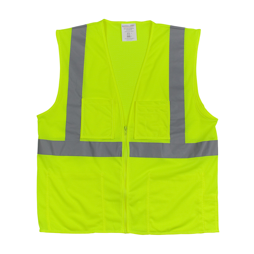 ANSI Type R Class 2 Four Pocket Value Mesh Vest Small (Hi-Vis Lime ...
