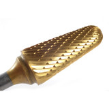 Carbide Bur Taper Radius End (Titanium-Coated) 1/2" x 1-1/8" Carbide Bur Taper Radius End (Titanium-Coated) 1/2" x 1-1/8"