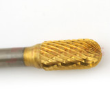 Carbide Bur Cylinder Radius End (Titanium-Coated) 3/8" x 3/4" Carbide Bur Cylinder Radius End (Titanium-Coated) 3/8" x 3/4"