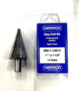MSD-1-1/8X1/4, Champion Step Bit (single hole 1-1/8) - MSD-1-1/8X1/4