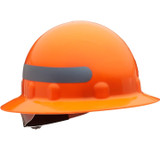 Orange Thermoplastic Full Brim Hard Hat - 8-Point Suspension - Ratchet Adjustment
