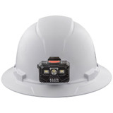 Non-Vented, Full Brim Hard Hat with Rechargeable Headlamp (White)