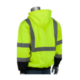 ANSI Type R Class 3 Full Zip Hooded Sweatshirt Lime Yellow with Black Bottom (Large)