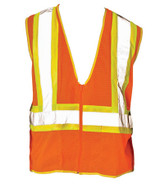 Hi-Visibility ANSI Class 2 Mesh Vest with Two-Tone Contrast Tape 2X-Large (Orange)