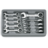 Stubby Combination Ratcheting Wrench Set Metric 10 Piece