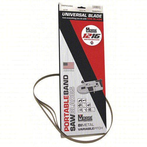Portable Band Saw Stainless Steel Blade 12/16, 1/2 in Blade Wd, 0.02 in Blade Thick (3 Pack)