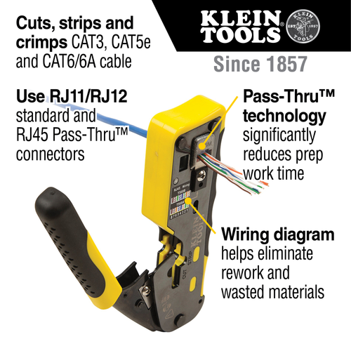 Ratcheting Cable Crimper / Stripper / Cutter, for Pass-Thru™