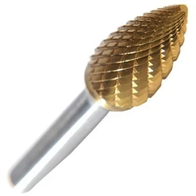 SG15, Champion Double Cut TiN Coated Carbide Bur, High Performance, Ferrous Metals - SG15