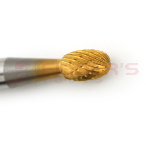 Carbide Bur Oval End (Titanium-Coated) 1/4" x 3/8" Carbide Bur Oval End (Titanium-Coated) 1/4" x 3/8"