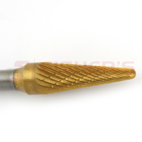 Carbide Bur Taper Radius End (Titanium-Coated) 3/8"x 1-1/16" Carbide Bur Taper Radius End (Titanium-Coated) 3/8"x 1-1/16"