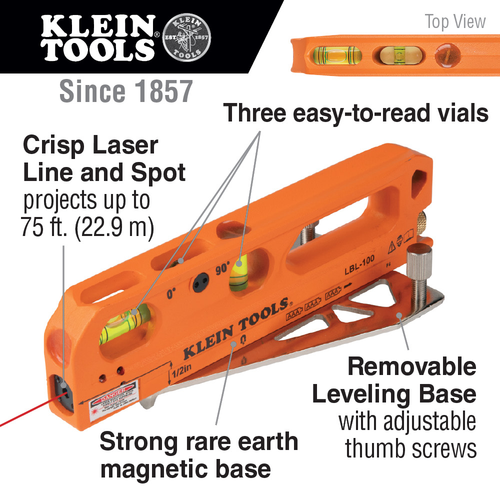 Laser Level with Bubble Vials, Magnetic
