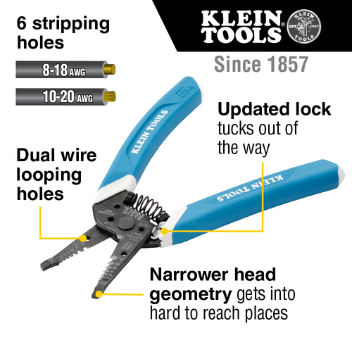 Klein-Kurve® Wire Stripper / Cutter, 8-20 AWG Klein-Kurve® Wire Stripper / Cutter, 8-20 AWG